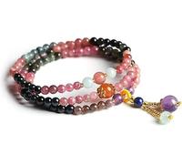 GGYTMQL Prayer Beads,Beads Necklace,Bracelet, Prayer Tibetan Natural Tourmaline Buddhist Healing Chakra Jewelry for The Unisex Gift Accessories(Color:Tourmaline)