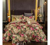 GGYTMQL Premier Quality Luxury 100% Pure Cotton Duvet Cover Set 4 Pieces with Matching Sheet Pillowcases Bedding Bed Linen Count Sateen Sets, Ultra-Soft Quilt Button Closur a-1.8m Bed