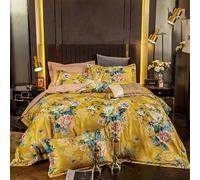 GGYTMQL Premier Quality Luxury 100% Pure Cotton Duvet Cover Set 4 Pieces with Matching Sheet Pillowcases Bedding Bed Linen Count Sateen Sets, Ultra-Soft Quilt Button Closur a-1.8m Bed