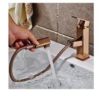 GGYTMQL Pull Out Bathroom Tap Mixer Gold Bathroom Faucet Sink Chrome Pull Out Washroom Faucet Brass Torneira Banheiro(Color:Rosso)