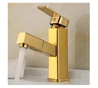 GGYTMQL Pull Out Bathroom Tap Mixer Gold Bathroom Faucet Sink Chrome Pull Out Washroom Faucet Brass Torneira Banheiro(Color:Rosso)