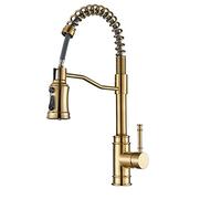 GGYTMQL Pull Out Kitchen Faucet, 360 Degree Rotate Spout, 3-Function Spray Head, Cold and Hot Deck Mounted Brass Single Handle Kitchen Mixer Tap,Matte Black(Matte Black)