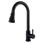 GGYTMQL Pull Out Smart Touch Kitchen Mixer Tap, Stainless Steel Single Hole Deck Mounted Kitchen Faucet, ABS Dual-Function Nozzle/3-Function Nozzle,Matte Black(Brushed Nickel)