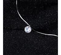 GGYTMQL Pure 925 Sterling Silver Dazzling AAA Zircon Round Pendant Necklace for Women Fashion Choker Necklace Fine Jewelry