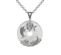 GGYTMQL Pure Natural Chalcedony Pendant 925 Silver Fish Necklace Jewelry
