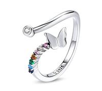 GGYTMQL Rainbow Butterfly Finger Ring Colorful Stone Adjustable Open Ring for Women Jewelry