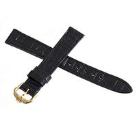 GGYTMQL Raymond Weil 16mm Black Leather Gold-tone Stainless Steel Buckle Watch Band Strap Regular