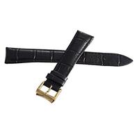 GGYTMQL Raymond Weil 19mm Black Leather Watch Band Strap with Gold-tone Stainless Steel Buckle V1.17