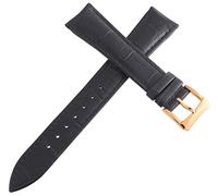 GGYTMQL Raymond Weil 19mm Black Leather Watch Band Strap with Rose Gold-tone Stainless Steel Buckle V4.14b