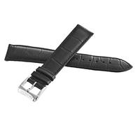 GGYTMQL RaymondWeil 18mm Black Leather Silver Stainless Steel Buckle Watch Band Strap