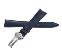 GGYTMQL RaymondWeil 18mm Navy Blue Leather Silver Stainless Steel Deployment Buckle Watch Band Strap TO8776 2.13