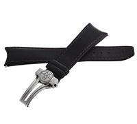 GGYTMQL RaymondWeil 21mm Black Leather Watch Band Strap with Silver Stainless Steel Deployment Buckle V3.17