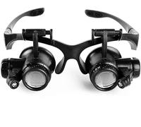 GGYTMQL Reading Magnifier Head Mount Magnifier with 2 Led Head Mounted Magnifying Glasses for Close Work lluminated Double Eye Magnifier Glasses Magnifying Glass Marriage