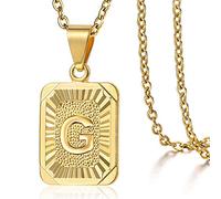 GGYTMQL Rectangle Initial Letter Pendant Charm for Mens Womens Plated Capital Letter Pendant Necklace Chain 18inch