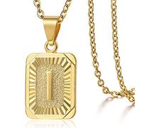 GGYTMQL Rectangle Initial Letter Pendant Charm for Mens Womens Plated Capital Letter Pendant Necklace Chain 18inch