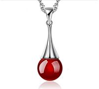 GGYTMQL Red Black Ball Water Drop Pendant Neckace For Women 45cm Water-wave Chain choker the for ladies
