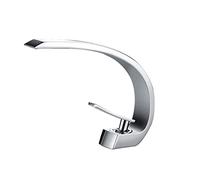 GGYTMQL Restroom Bathroom Basin Faucets, Single Handle Single Hole Cold and Hot Water Mixer Tap, Waterfall Modern Brass Washbasin Washing Faucet, Chrome,A Bathroom Sink Faucet Beauty Comes