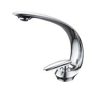 GGYTMQL Restroom Bathroom Basin Faucets, Single Handle Single Hole Cold and Hot Water Mixer Tap, Waterfall Modern Brass Washbasin Washing Faucet, Chrome,A Bathroom Sink Faucet Beauty Comes