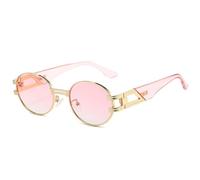 GGYTMQL Retro Fashion Metal Oval Punk Sunglasses Trendy ColorEyewear UV400 Shades Round Sun Glasses