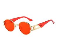GGYTMQL Retro Fashion Metal Oval Punk Sunglasses Trendy ColorEyewear UV400 Shades Round Sun Glasses