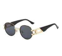 GGYTMQL Retro Fashion Metal Oval Punk Sunglasses Trendy ColorEyewear UV400 Shades Round Sun Glasses