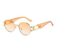 GGYTMQL Retro Fashion Metal Oval Punk Sunglasses Trendy ColorEyewear UV400 Shades Round Sun Glasses