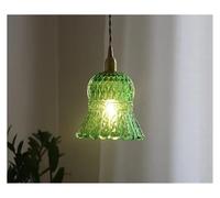 GGYTMQL Retro Led Hanging Lights Fixtures Vintage Glass Home Loft Decor Bedroom Dining Room Bar Balcony Pendant Lamp Luminaire(Green,16 * 18cm)