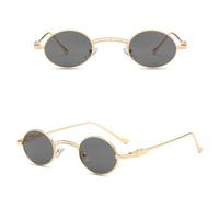 GGYTMQL Retro Metal Steam Punk Red Small Oval Sunglasses Men Women Vintage Hiphop Round Sun Glasses