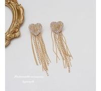 GGYTMQL Rhinestone Inlaid Pearl Tassel Long Earrings for Women Wedding Jewelry Brithday Gift