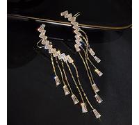 GGYTMQL Rhinestone Inlaid Pearl Tassel Long Earrings for Women Wedding Jewelry Brithday Gift