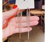 GGYTMQL Rhinestone Inlaid Pearl Tassel Long Earrings for Women Wedding Jewelry Brithday Gift