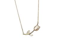 GGYTMQL Rose Flower Necklaces for Women 925 Tulips Sparkling Pendant Valentine's Day s