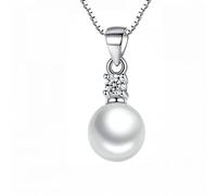 GGYTMQL round pearl crystal zircon pendant necklace 925 jewelry chain necklace women gift