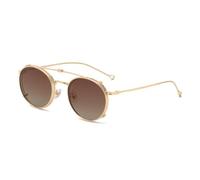 GGYTMQL Round Polarized Sunglasses Men Clip On Folding Uv400 Glasses For Women Metal Frame Male Driving