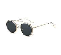 GGYTMQL Round Polarized Sunglasses Men Clip On Folding Uv400 Glasses For Women Metal Frame Male Driving