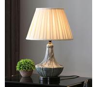 GGYTMQL Rustic Ceramic Table Lamp, Modern Contemporary Ceramic Bedside Lamps,Gray Nightstand Lamp With Fabric Shade For Living Room, Bedroom(B)