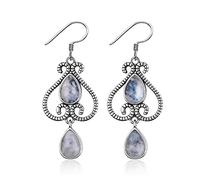 GGYTMQL S Earrings Ethnic Pear Shape 6x9mm Natural Moonstone Earrings Wedding Party