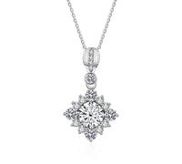GGYTMQL s Jewelry 1 ct vvs moissanite Diamond Necklace for Women Square Pendant