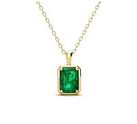 GGYTMQL s925 silver emerald pendant necklace women jewelry 5x7mm geometric gemstone clavicle necklace
