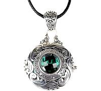 GGYTMQL S925 Silver Necklace Pendant Can Open Hollow Inlaid Necklace Green Crystal Gawu Box Hollow Necklace Pendant Female Jewelry Clavicle Chain (s925 Silver 30 * 27mm)