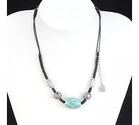 GGYTMQL S925 Silver Necklace, Tianhe Stone Collarbone Chain Necklace Female Hand-Woven Small Fish Lotus Famous Ethnic Style Necklace (s925 Silver Amazonite)