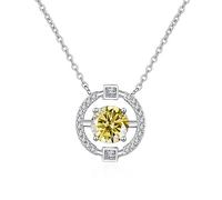 GGYTMQL s925 sterling silver 1ct moissanite necklace women's round pendant clavicle chain valentine's day