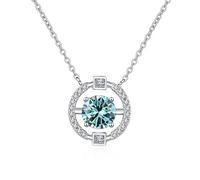 GGYTMQL s925 sterling silver 1ct moissanite necklace women's round pendant clavicle chain valentine's day