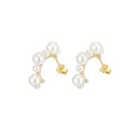 GGYTMQL S925 Top Grade Simulated Pearl Stud Earrings Newest Cute Sterling Silver Pearl Curved Earrings Women Jewelry