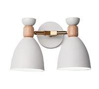 GGYTMQL Scandinavian Modern Minimalist Wall Sconce. Bedroom Wood Metal Double Wall lamp. Bedside e27 Modern Wall Lighting Fixture. for Hallway, Balcony, Entrance Wall Light