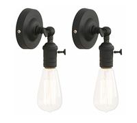 GGYTMQL Set of 2 Industrial Vintage Loft Coffee Bar Kitchen Metal Wall Sconce Light Edison Lamp Fixture Corridor Wall Lights (Chrome)