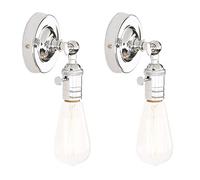 GGYTMQL Set of 2 Industrial Vintage Loft Coffee Bar Kitchen Metal Wall Sconce Light Edison Lamp Fixture Corridor Wall Lights (Chrome)