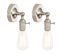GGYTMQL Set of 2 Industrial Vintage Loft Coffee Bar Kitchen Metal Wall Sconce Light Edison Lamp Fixture Corridor Wall Lights (Chrome)