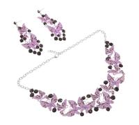 GGYTMQL Set Stunning Rhinestone Butterfly Jewelry Set for Women Elegant Statement Necklace and Earrings for Weddings Special Occasions and Parties Lightweight Costume Accessories