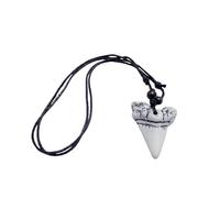 GGYTMQL Shark Teeth Wax Rope Necklace Summer Beach Resin Tooth Shaped Pendant Surfer Leather Necklaces for Women Men